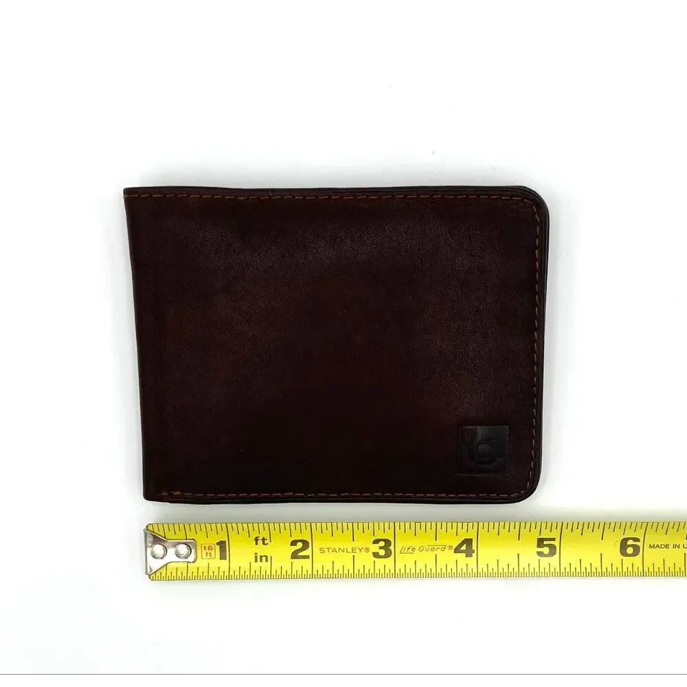 Vintage Liz Claiborne Mens Leather Wallet Dark Brown Bi Fold Like New